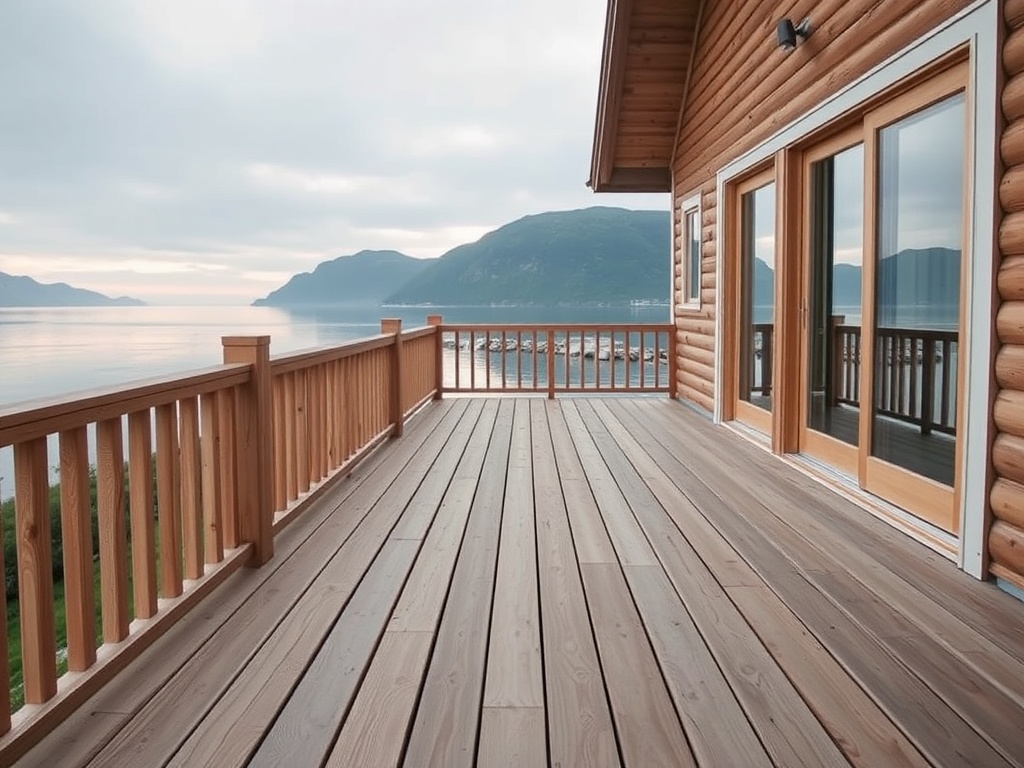 ny treterrasse med utsikt mot fjorden